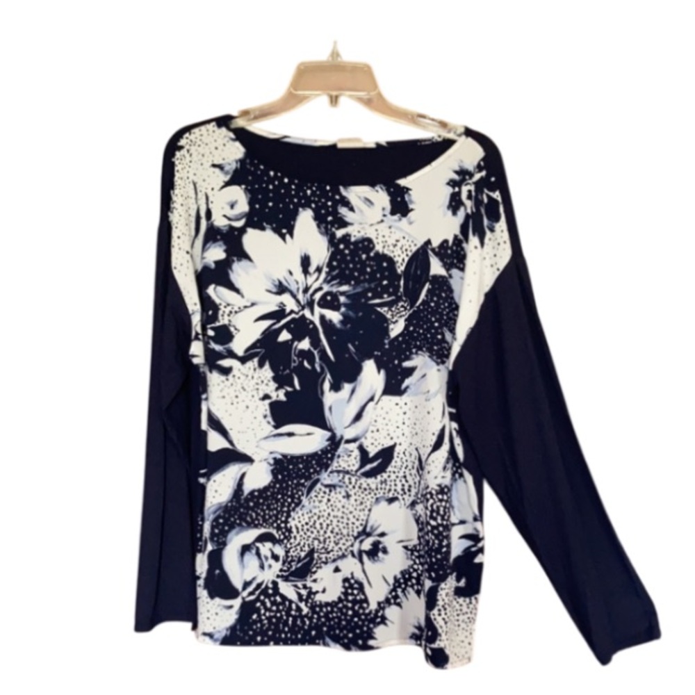 3/$45 Chico’s floral print top casual office shirt boho size L